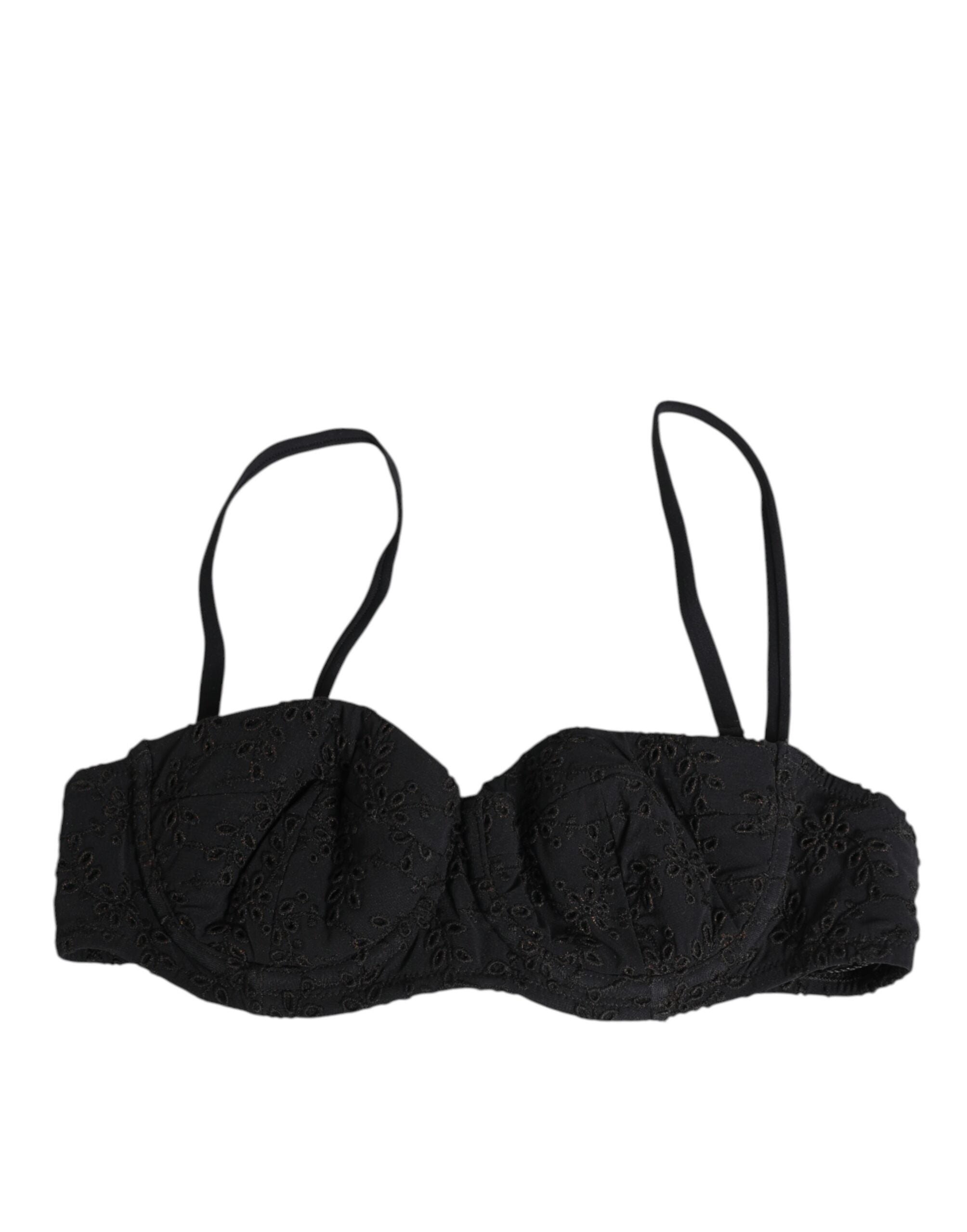 Embroidered Underwire Bra — Black