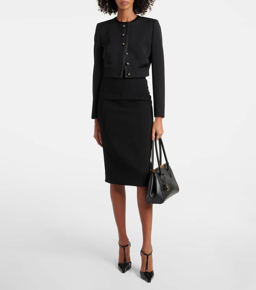 Cropped wool-blend jacket