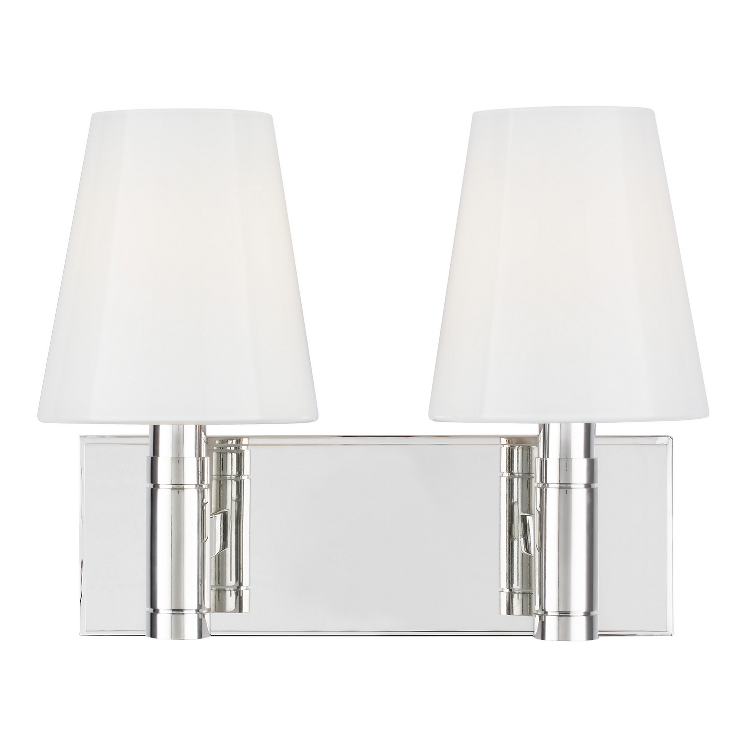 Visual Comfort Studio Beckham Classic 2-Light Bathroom Vanity Light in Polished Nickel by Thomas O'Brien