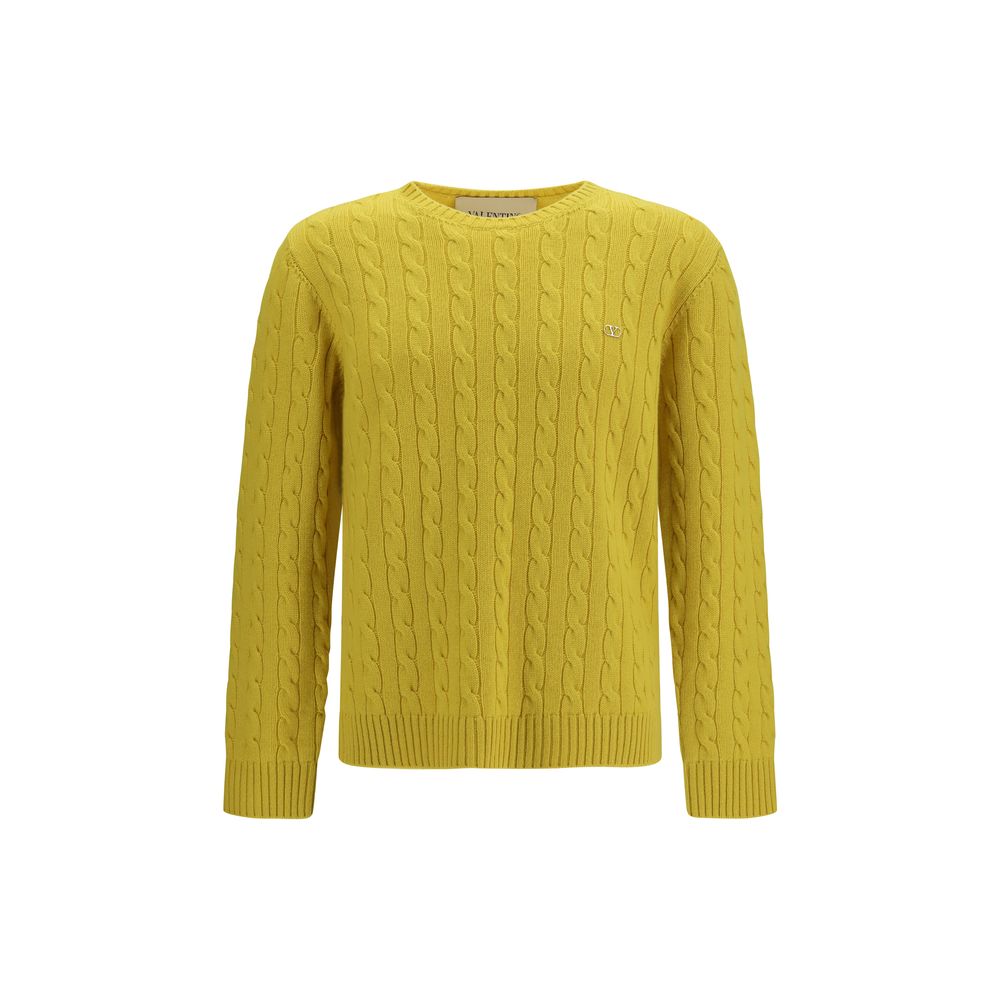 Cable-Knit Cashmere Sweater — Yellow
