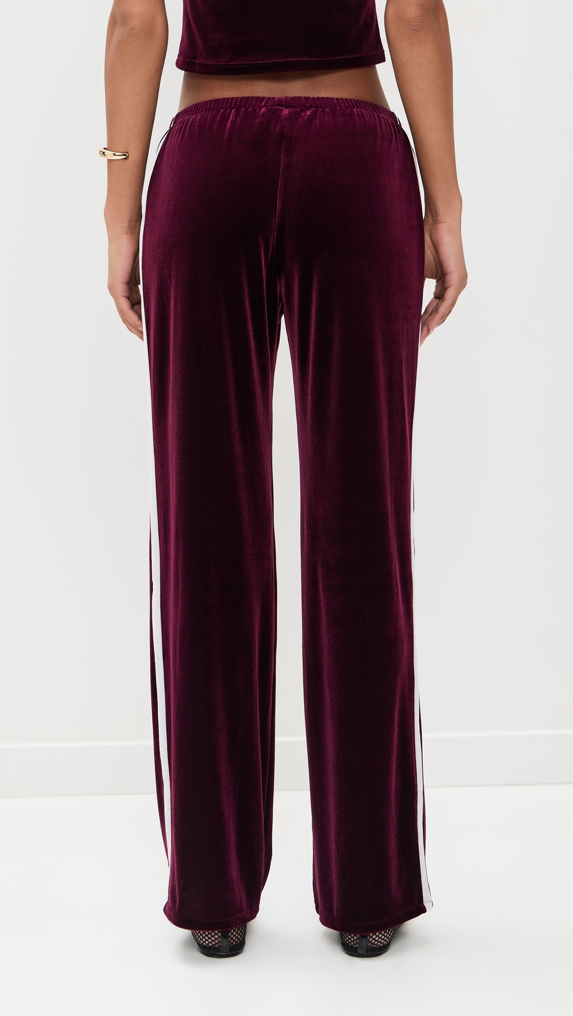 Paige Velvet Pants Wine/Ivory Stripe