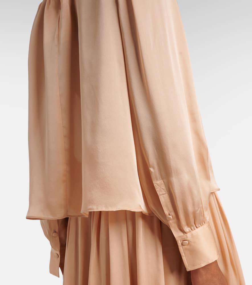 Ornament tie-neck silk chiffon blouse