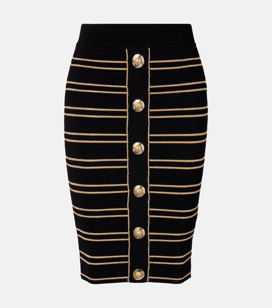 Ribbed-knit striped miniskirt