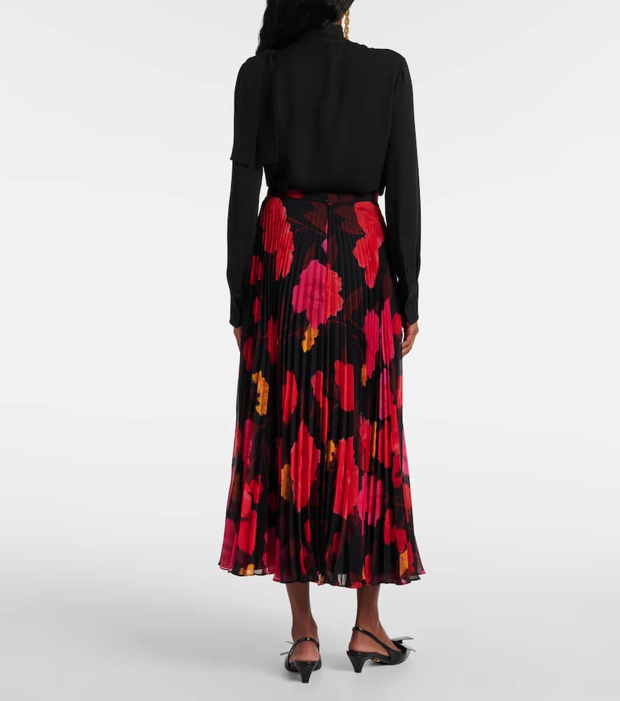 Pleated floral midi skirt