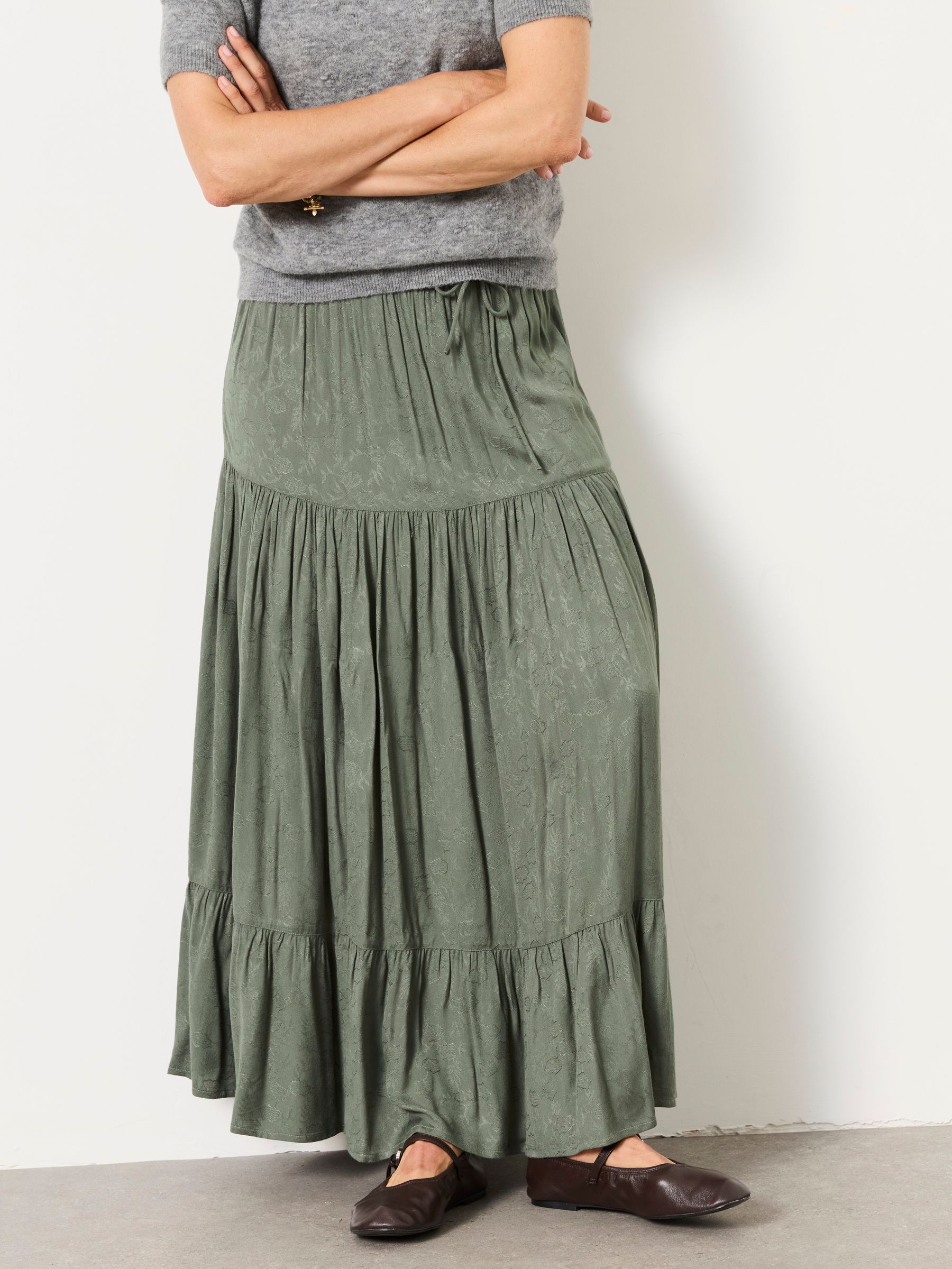 FatFace Jayla Olive Green Maxi Skirt