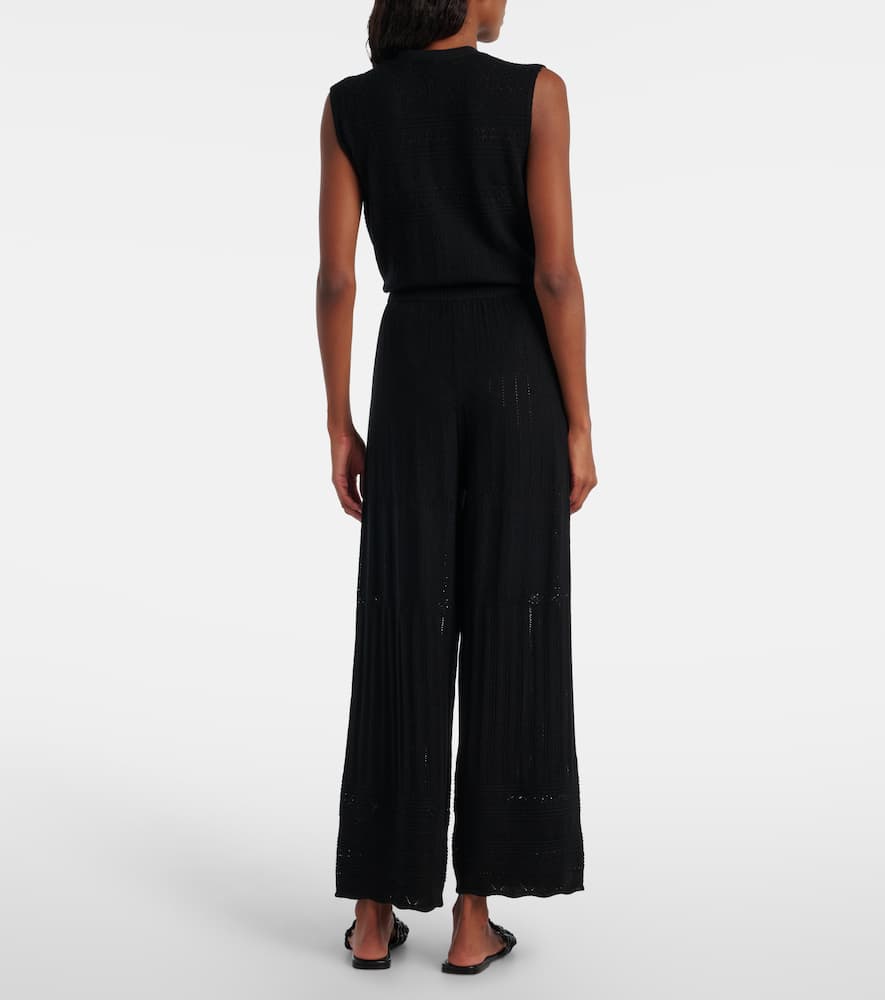 Alliage pointelle wool and cashmere wide-leg pants