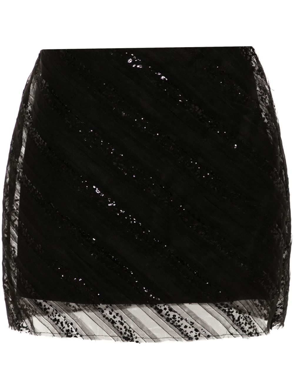 Tulle-overlay mini skirt - Pink