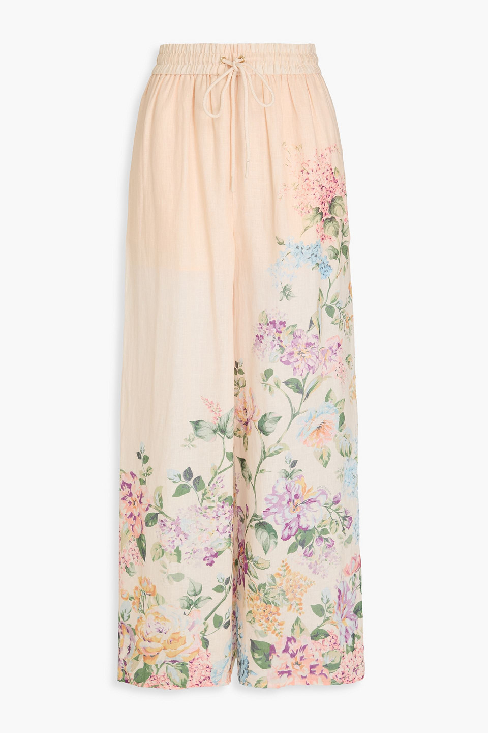 Halliday floral-print linen wide-leg pants - Orange - 00