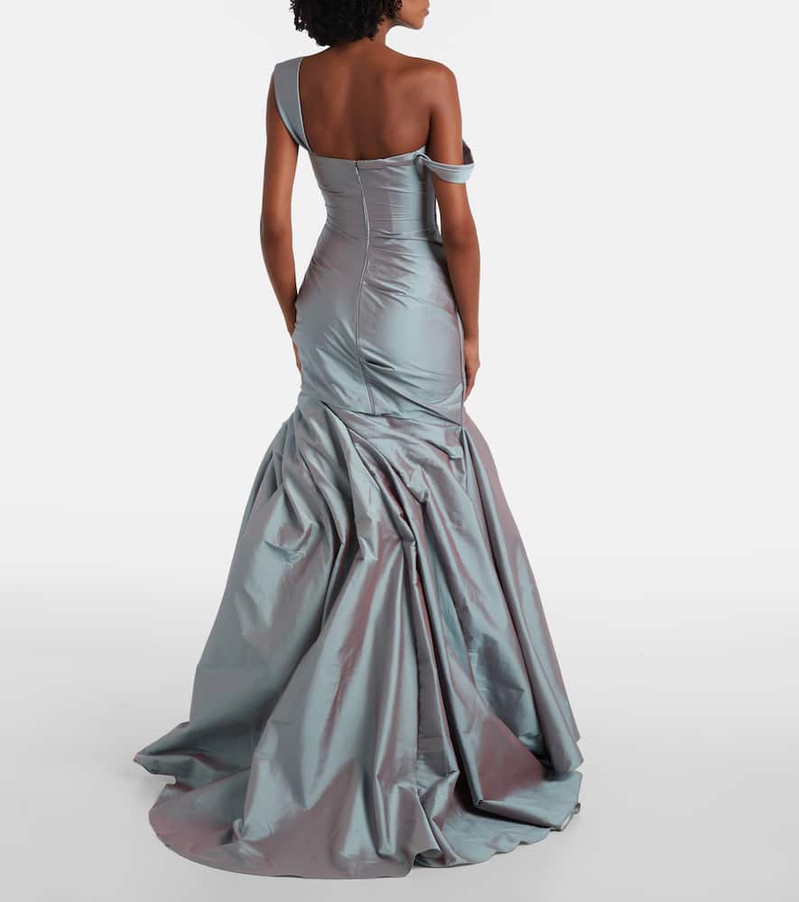 Asymmetric ruched gown