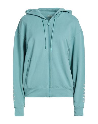Woman Sweatshirt Sage green Size L Cotton, Elastane