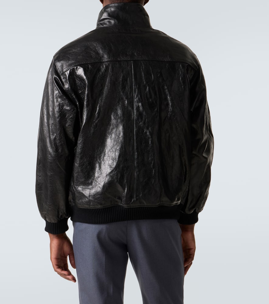 Leather bomber jacket