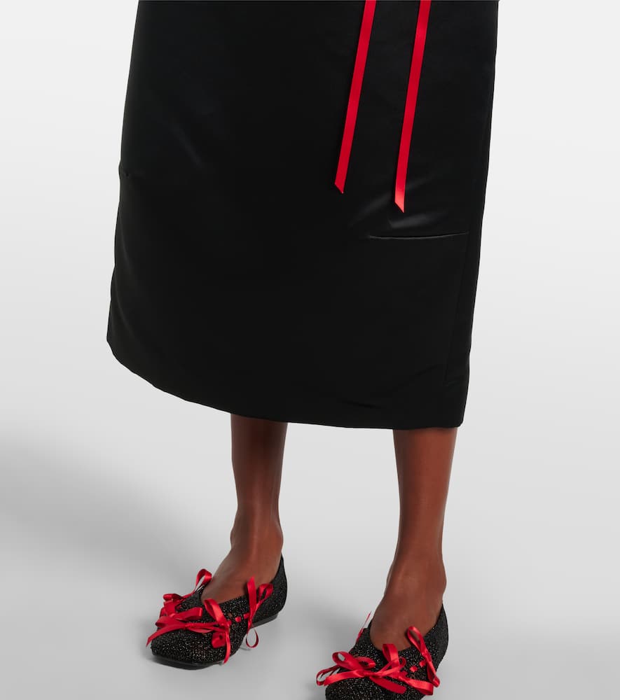 Bow-detail satin midi dress