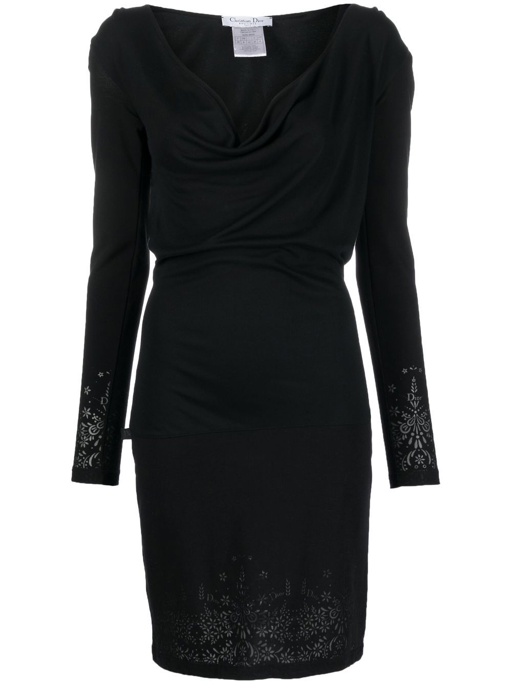 1990s pre-owned floral-detailing hooded dress - Black