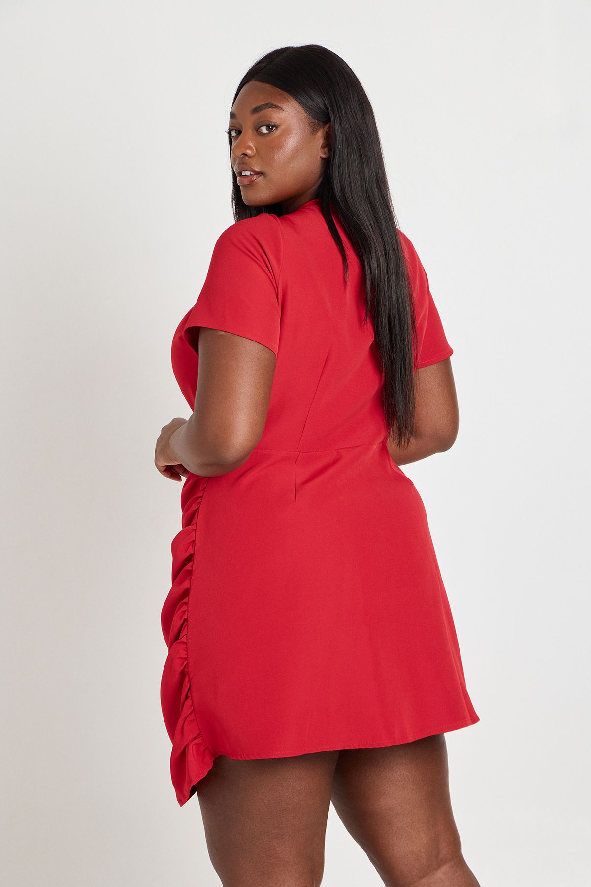 Boohoo Womens Plus Tailored Drape Front Mini Dress - Red