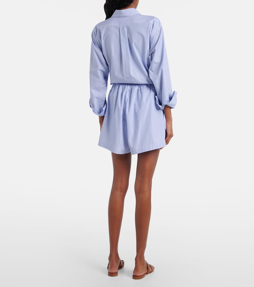 Striped cotton poplin shorts
