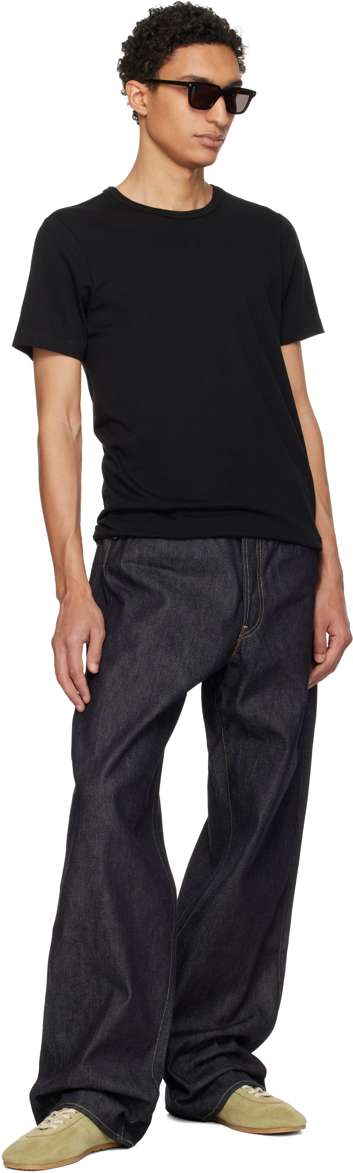 Black 1950s Loopwheeled Classic Fit Lightweight T-shirt