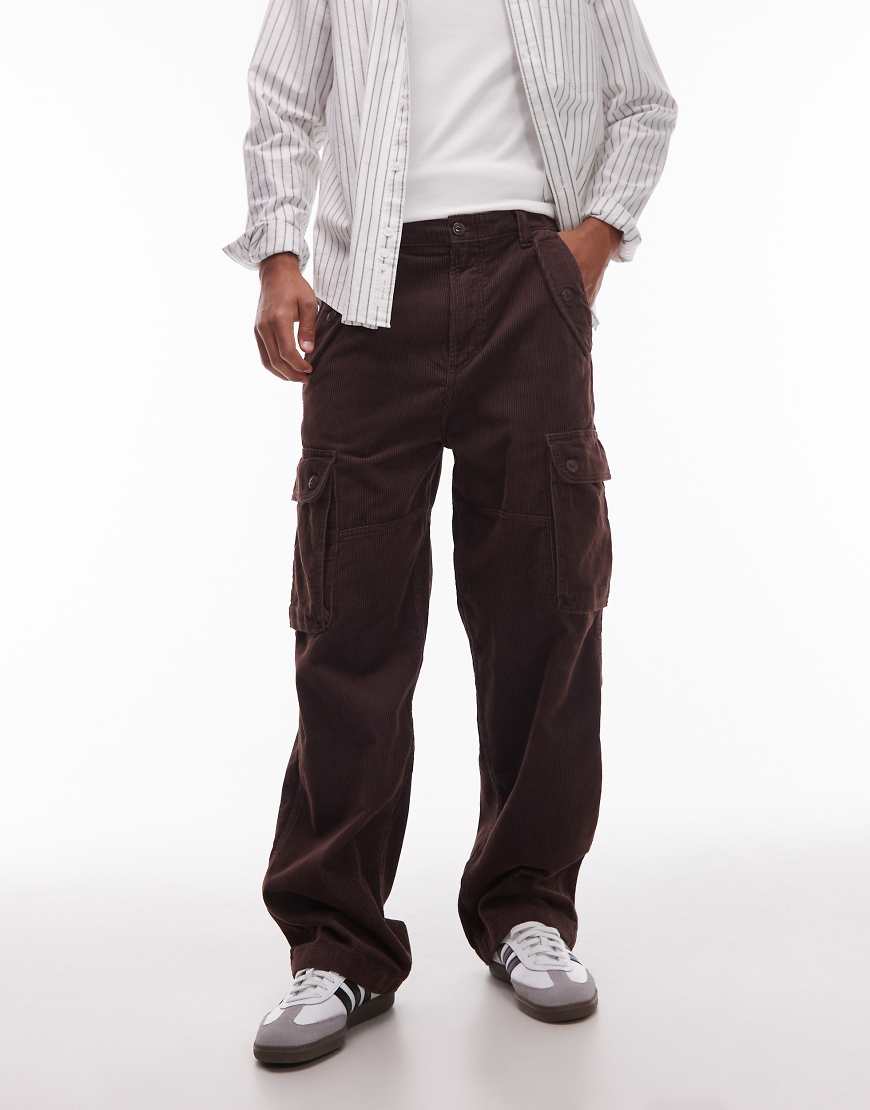 Casey Jones loose cargo trousers in brown cord
