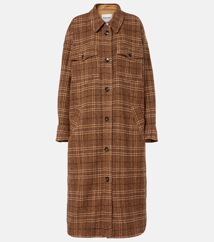 Gislene checked virgin wool coat