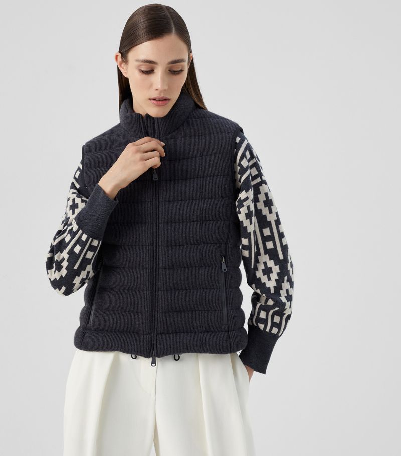 Cashmere Ribbed Down-Filled Gilet