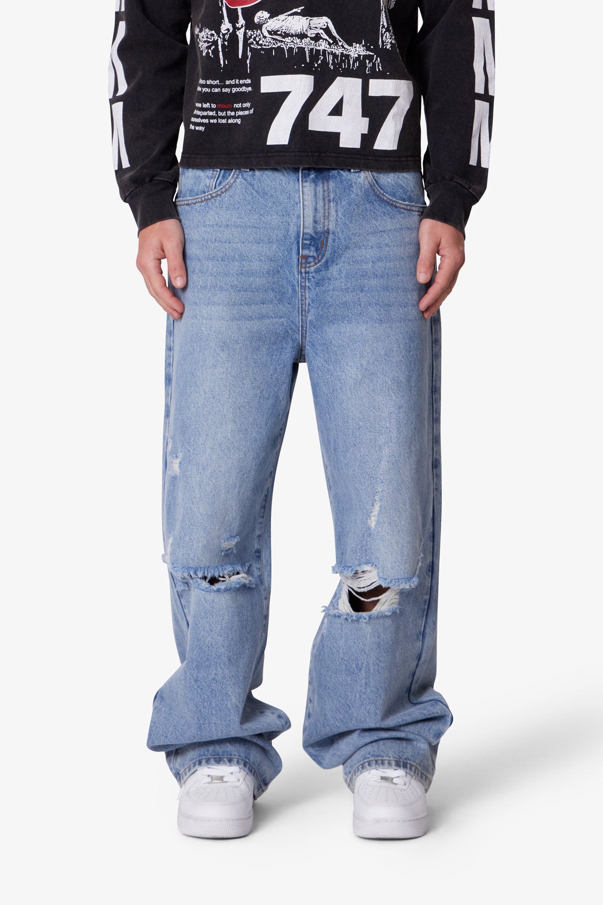 Baggy Blowout Denim - Washed Vintage Blue