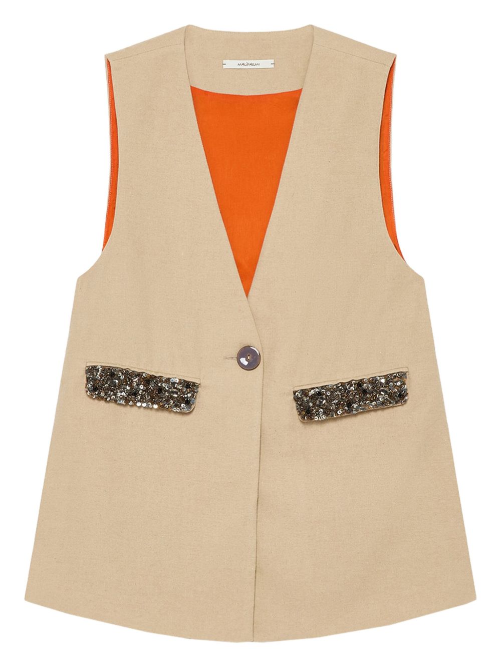Sequin-embellished V-neck waistcoat - Neutrals