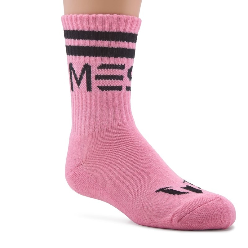 Kids' 6 Pack Youth Medium Half Cushioned Crew Socks (Black/Pink Assorted)