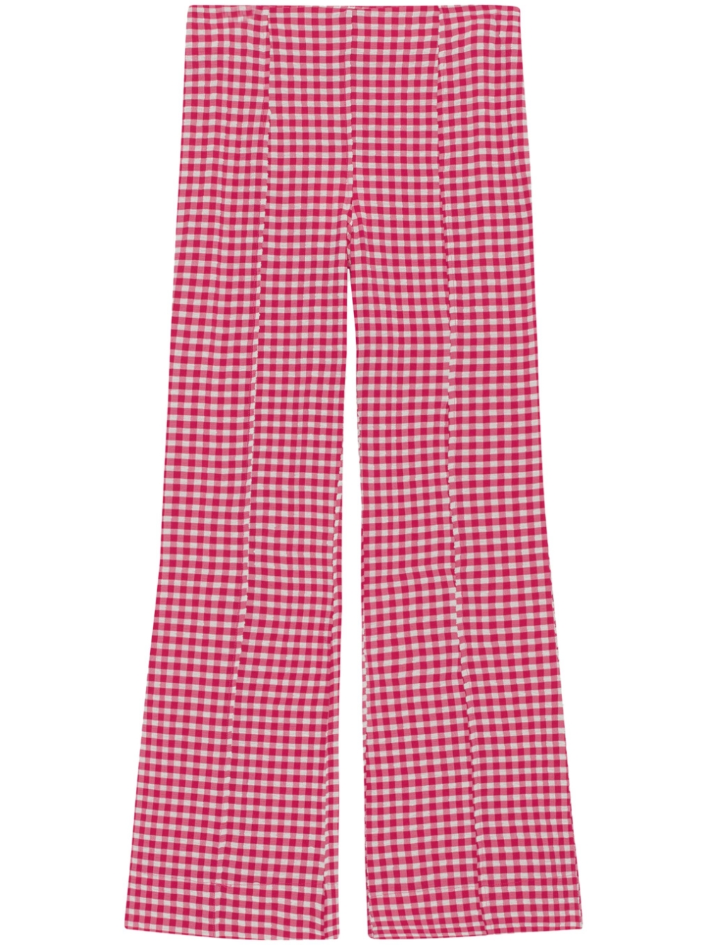 Check-print flared trousers - Pink