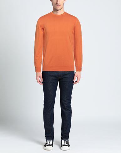 Man Sweater Orange Size 36 Cotton