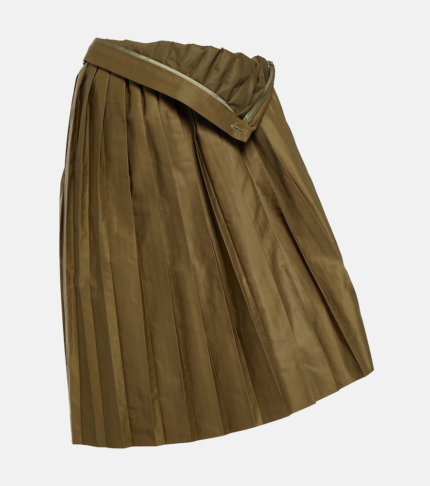 Pleated asymmetric midi skirt