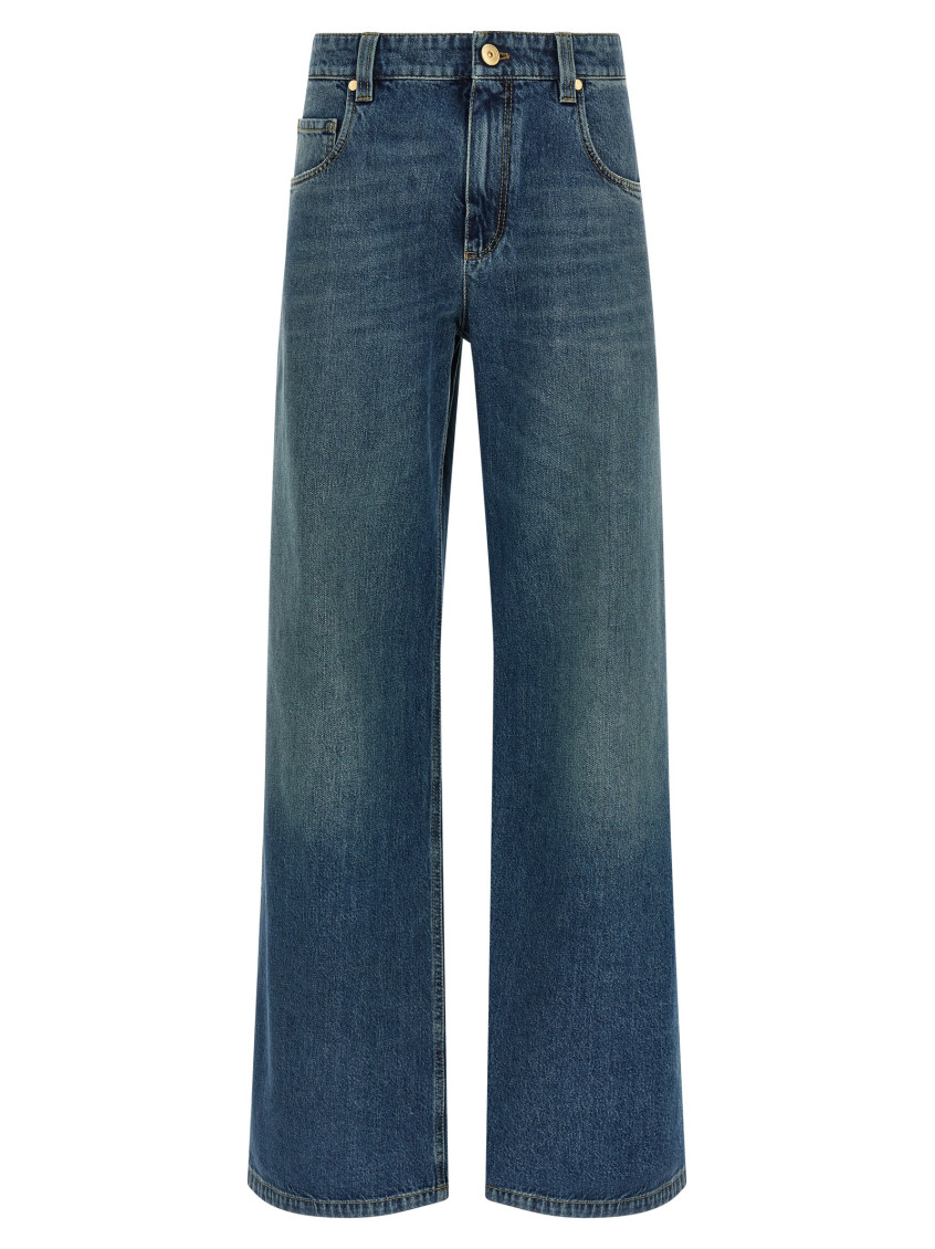 Stonewashed Denim Jeans Blue