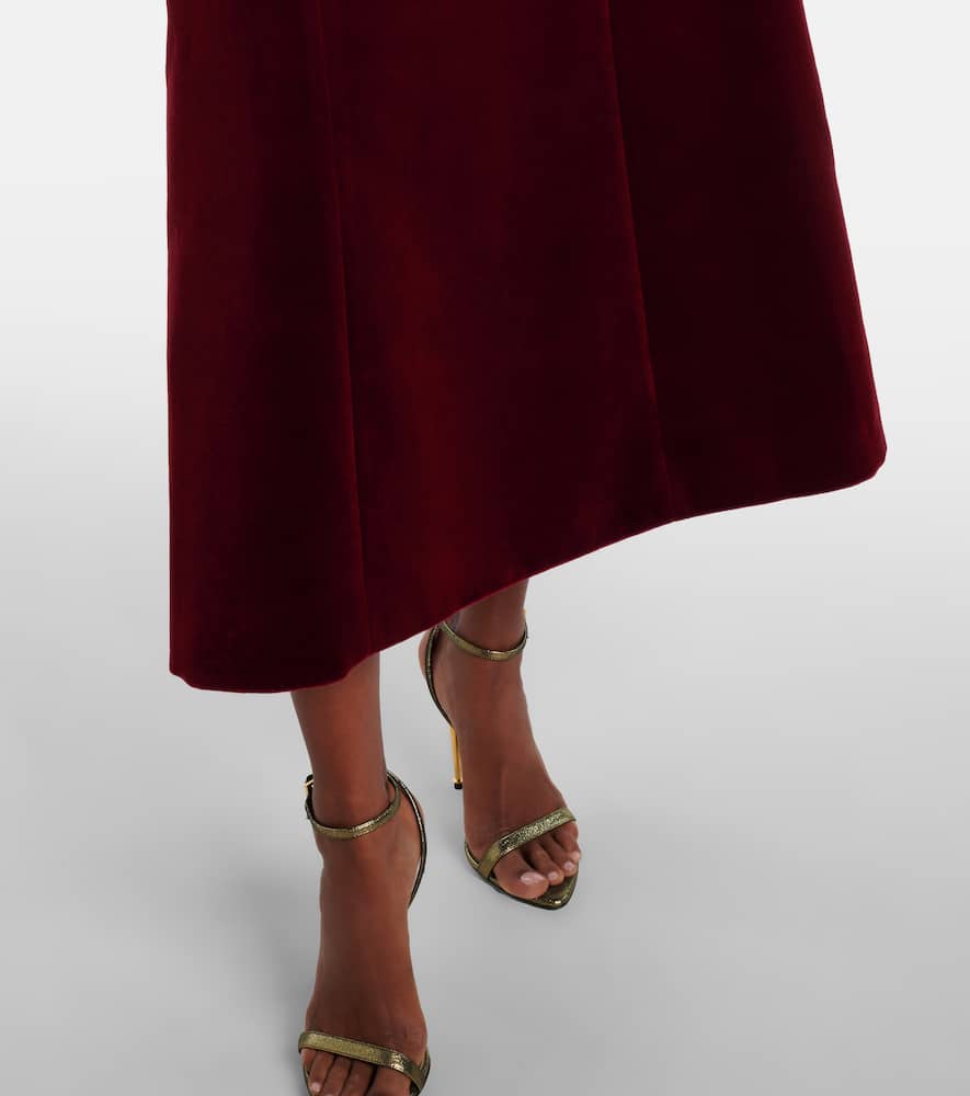 Carita off-shoulder cotton velvet midi dress