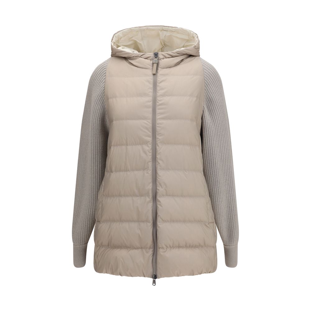Hybrid Down with Monili Chain Down Jacket — Gray