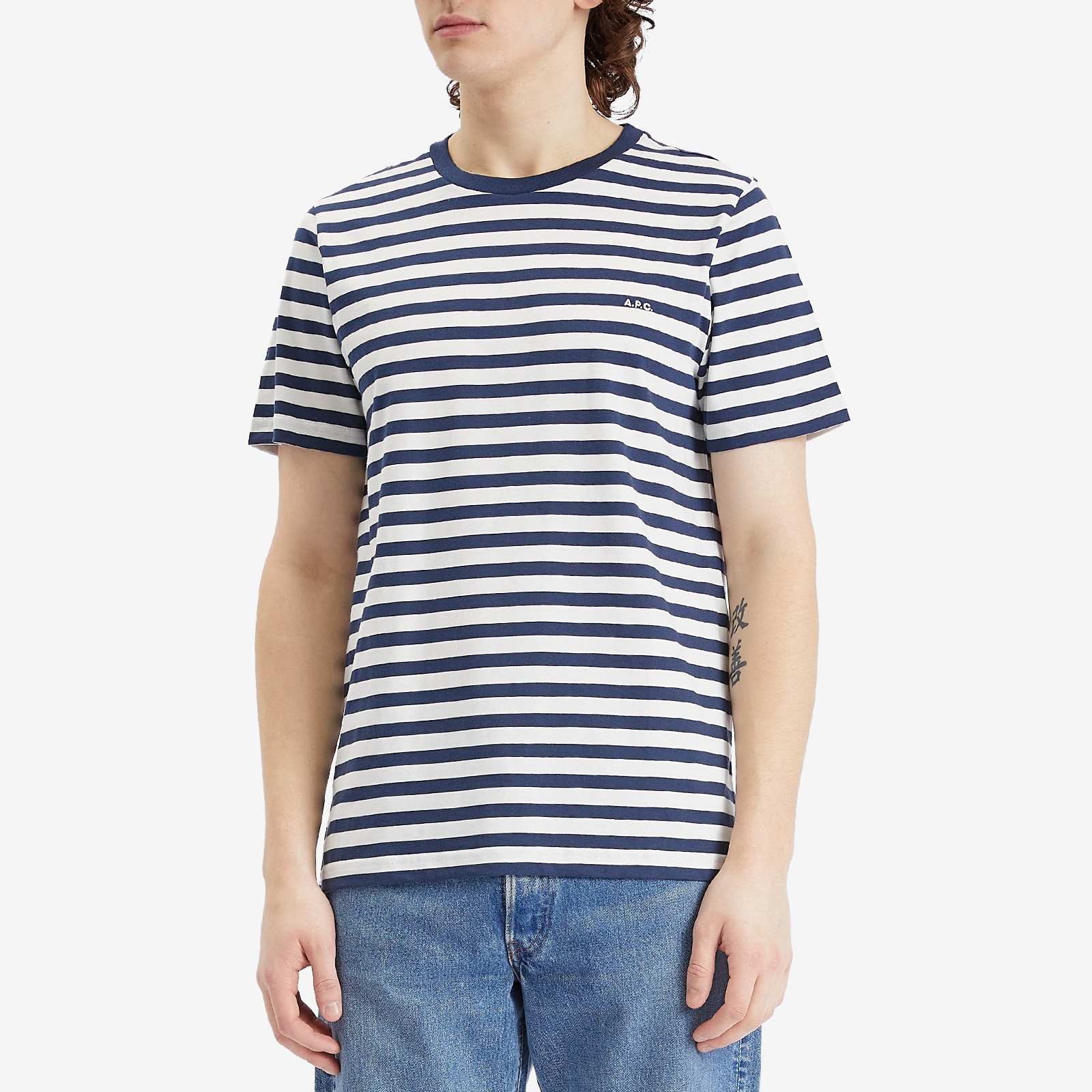 Men's Raye Stripe T-shirt in Dark Navy/White