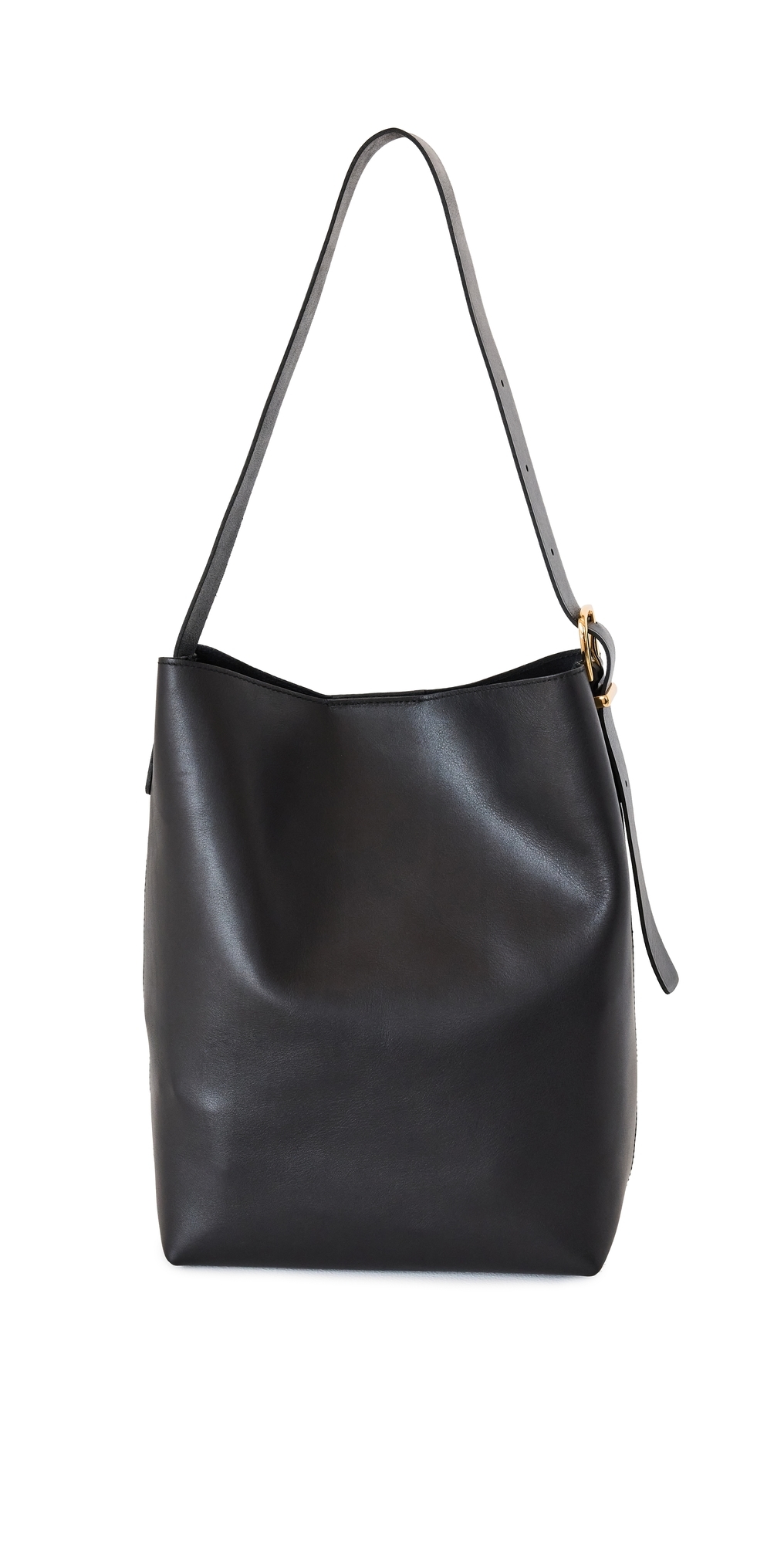 The Essential Bucket Tote in Leather True Black One Size