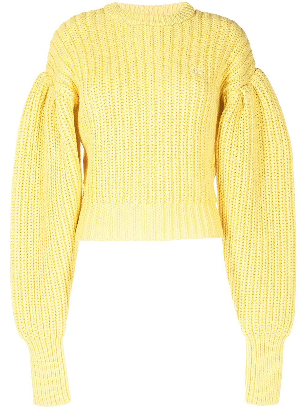 Balloon-sleeve chunky knit jumper - Yellow