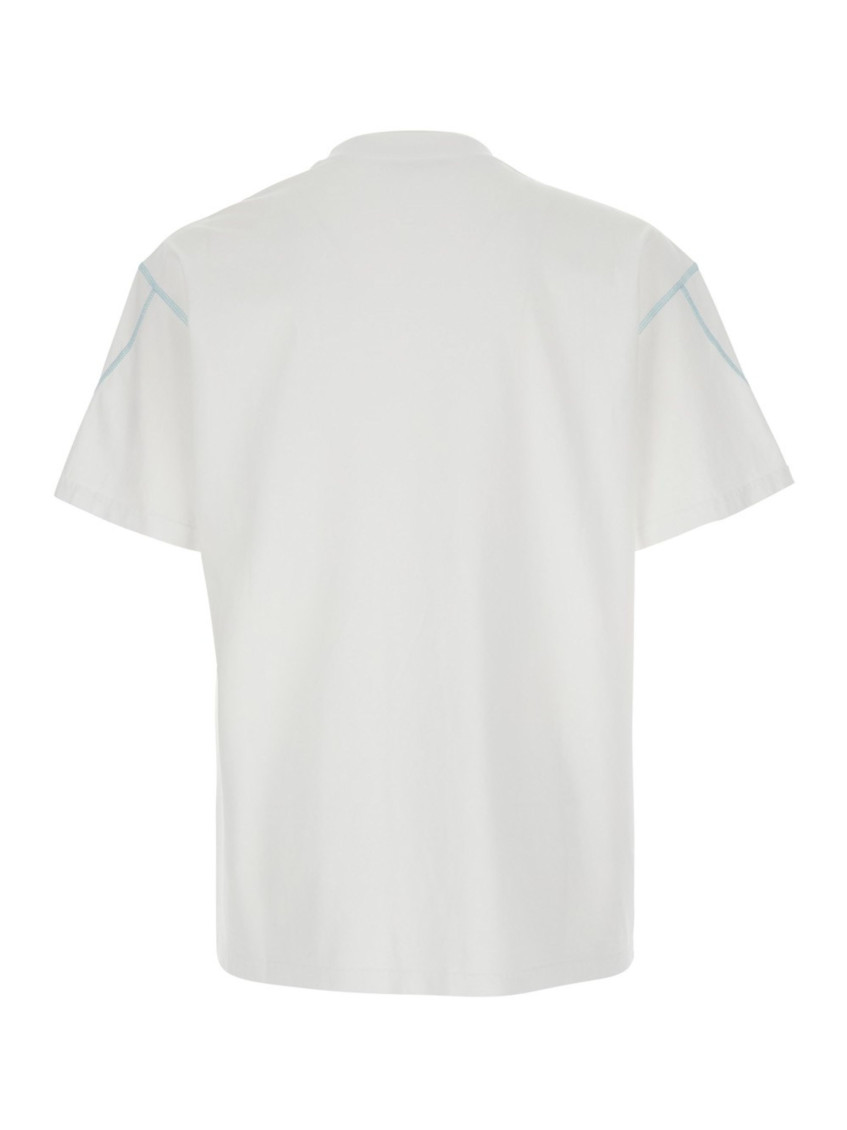 White T-Shirt With Logo On Front Cotton For Men Tshirts And Polo Shirts - Men