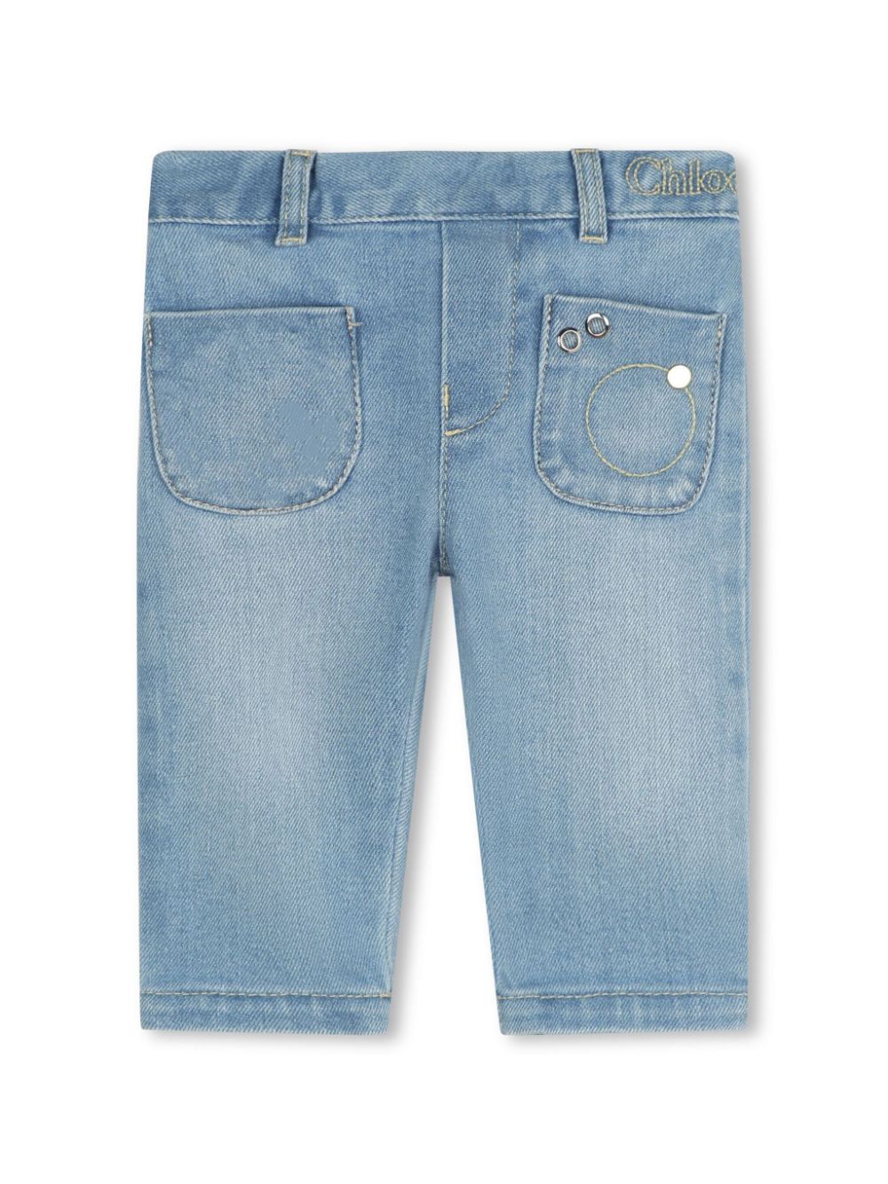 Patch-pocket straight-leg jeans - Blue