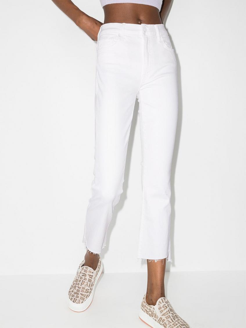 White Cropped Flared Denim Jeans