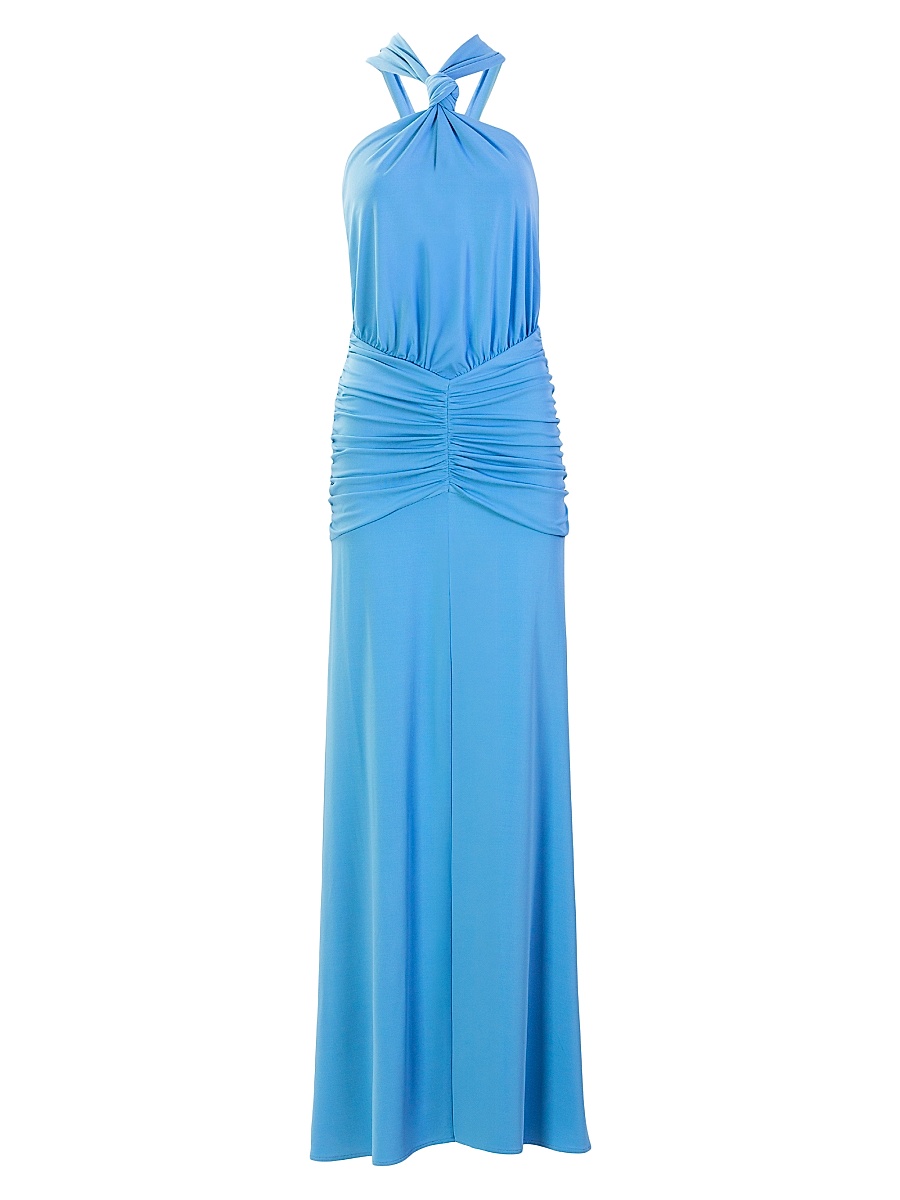 Women's Jedda Ruched Jersey Halter Gown - Powder Blue