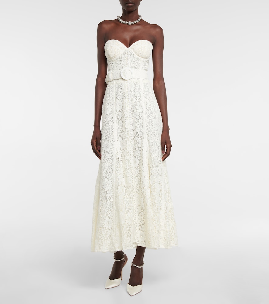 Sharie belted lace bustier gown