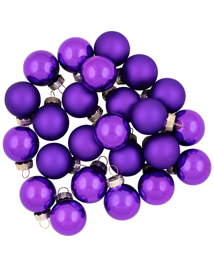 Dnu Unprofitable Northlight 24Ct Purple 2-Finish Glass Ball Christmas  Ornaments 1In (25Mm)