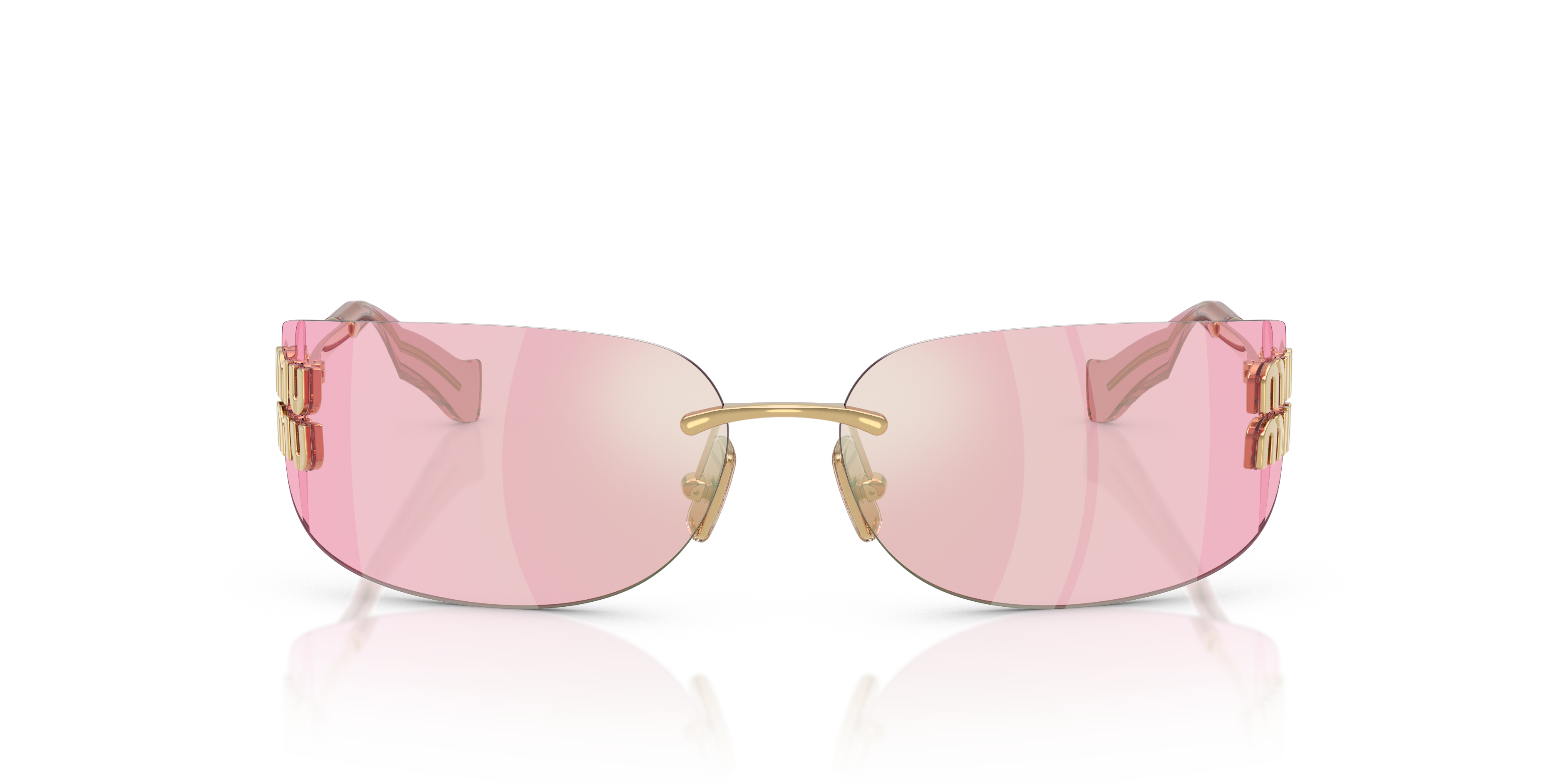 Miu Miu Woman Miu Miu MU A51S 5AK90Y Sunglasses Metal Gold Pink Squared Norma