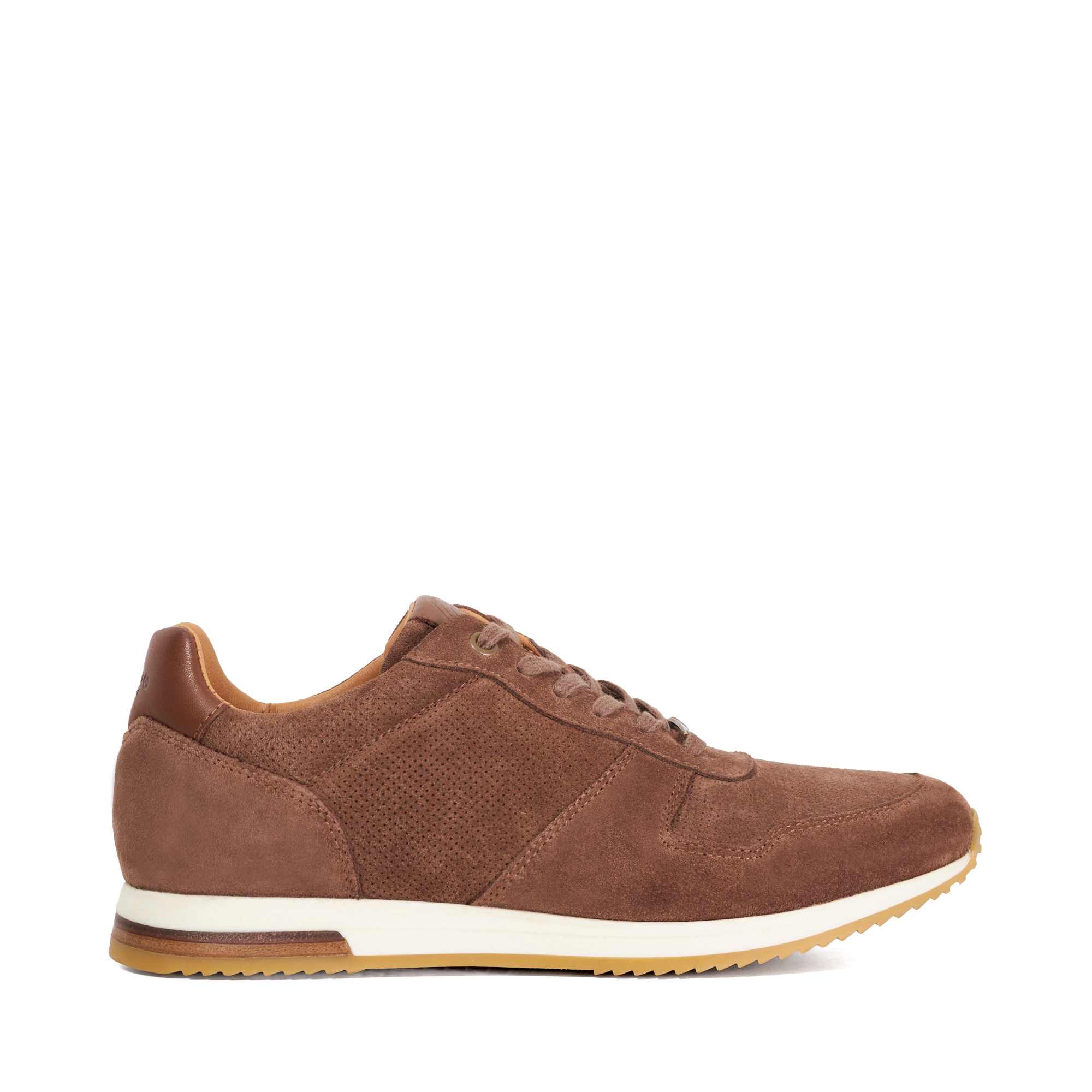Dune London Mens Trilogy Wf - Wide Fit Suede Lace Up Trainers - Taupe Leather
