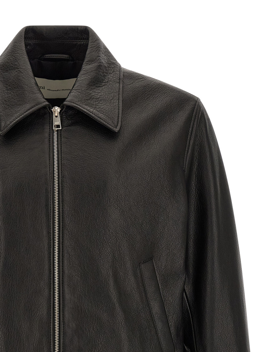 Ami Paris - ami de coeur leather bomber jacket