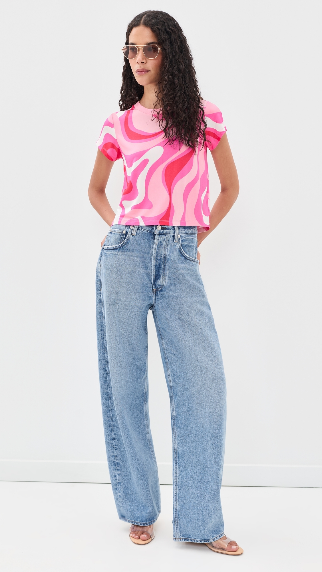 Kai Geo Jersey Top Wavy Geo Pink