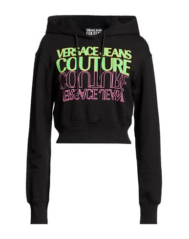 Woman Sweatshirt Black Size L Cotton, Elastane