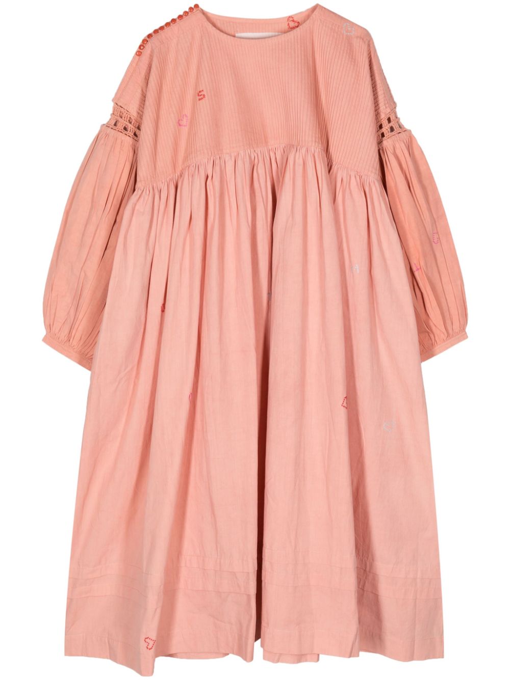 Crochet-detailing organic cotton dress - Pink