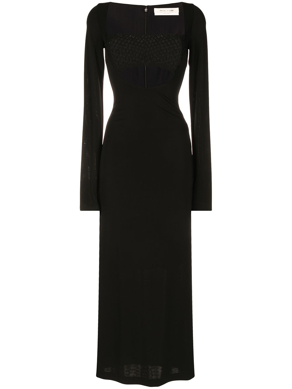 Bandeau-panel macramé knit dress - Black