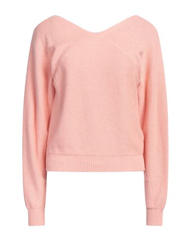 Fabiana Filippi Woman Sweater Salmon pink Size 4 Cotton, Linen, Polyester