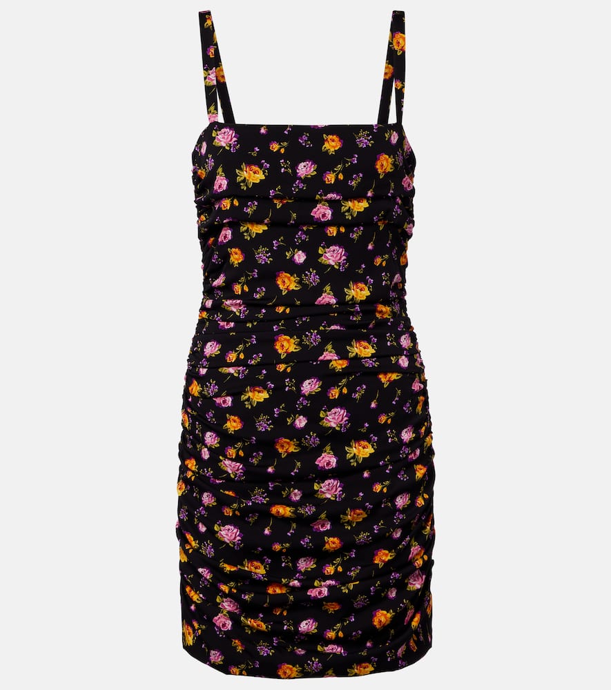 Floral silk-blend charmeuse minidress